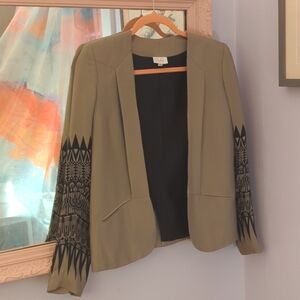 Parker silk blazer geometric sleeves